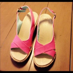 Pink and straw wedges. V comfy but runs a lil big