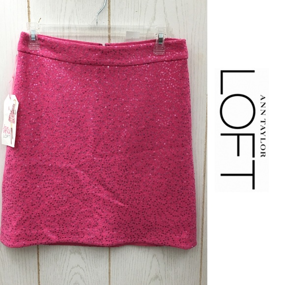 LOFT Skirts New Pink Sequin Sparkly Pencil Skirt By Loft Sz 2 — free download