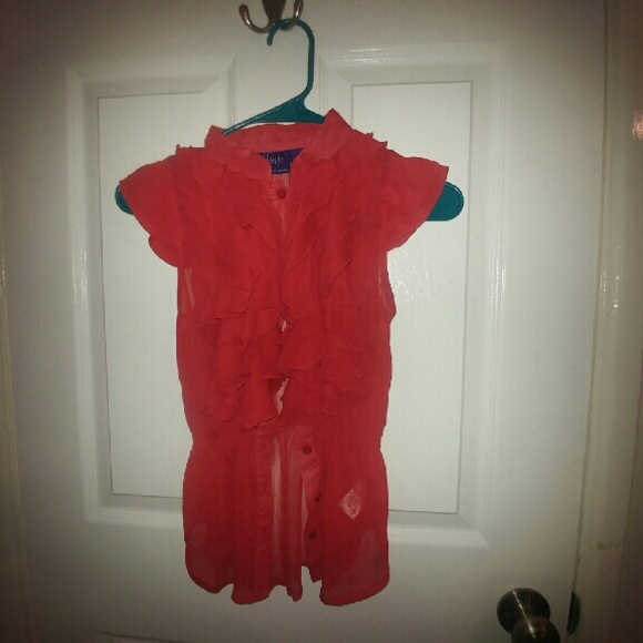 Red Ruffle Blouse