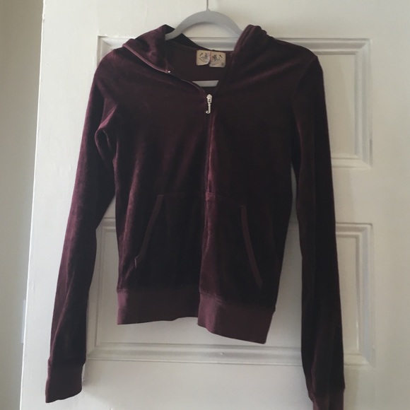 Maroon Juicy Coutyre velour zip up hoodie