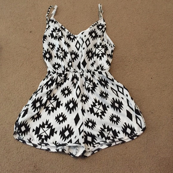 Black and White Patterned Romper