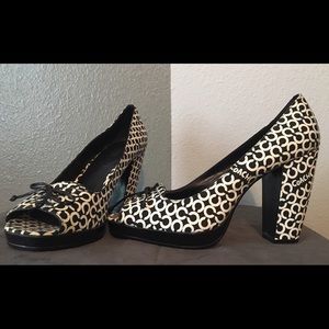 Coach black and white chunky heels