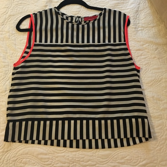 Stripped Blouse with neon corral outlining