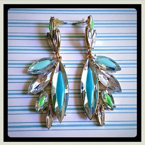 Modcloth Green & Blue Rinestone Earrings