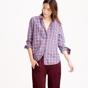 J. Crew Boy Shirt pink and blue plaid size 6 Tall