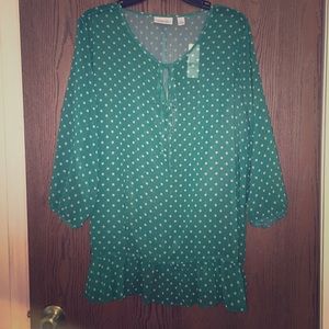 Sheer Green Polka Dot Top