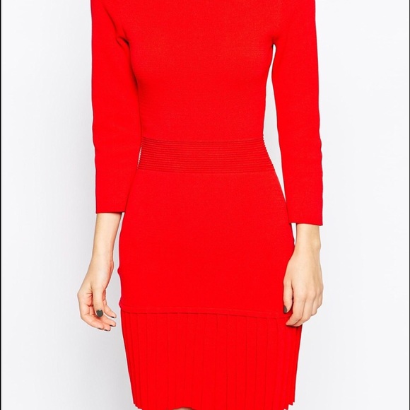 Long Sleeve Red Knitted Dress - Picture 1 of 5