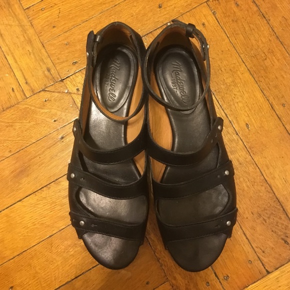Madewell black leather sandals