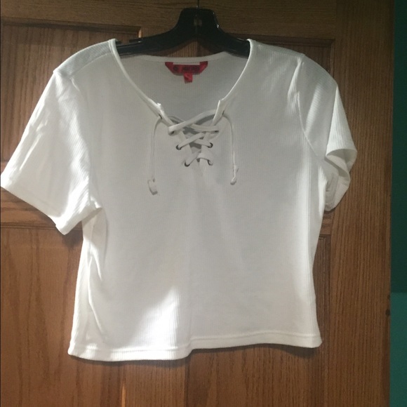 White Lace Up Crop Top