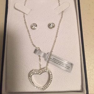 Alfani authentic silver heart necklace w earrings