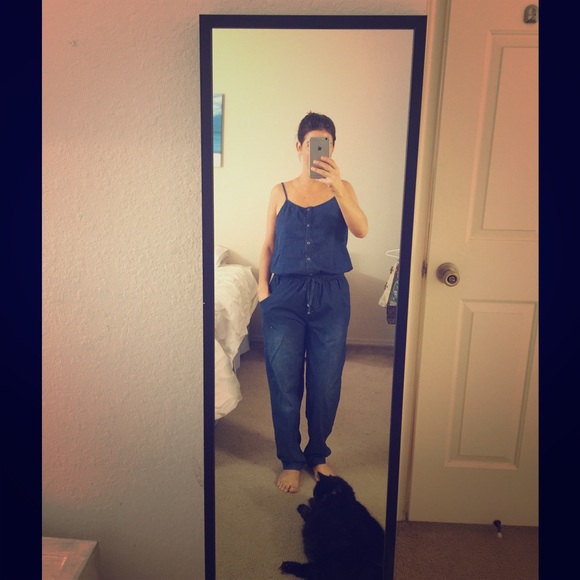 Lightweight denim jumpsuit