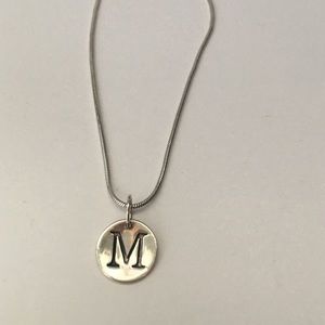 M Initial Sterling Silver Charm Necklace