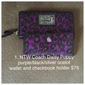 Coach Daisy Poppy ocelot wallet & checkbook holder