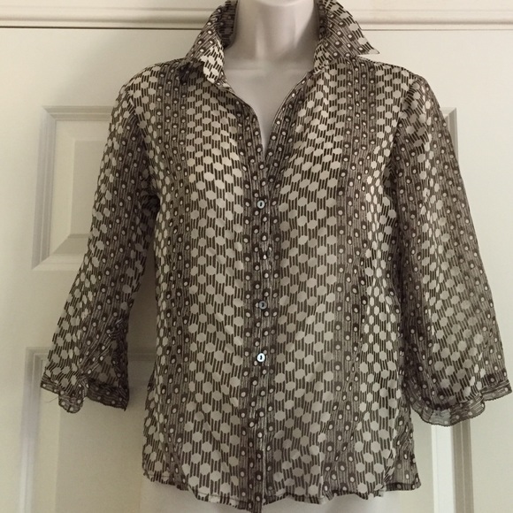 Max Studio  Silk Blouse - Brown print - size XS