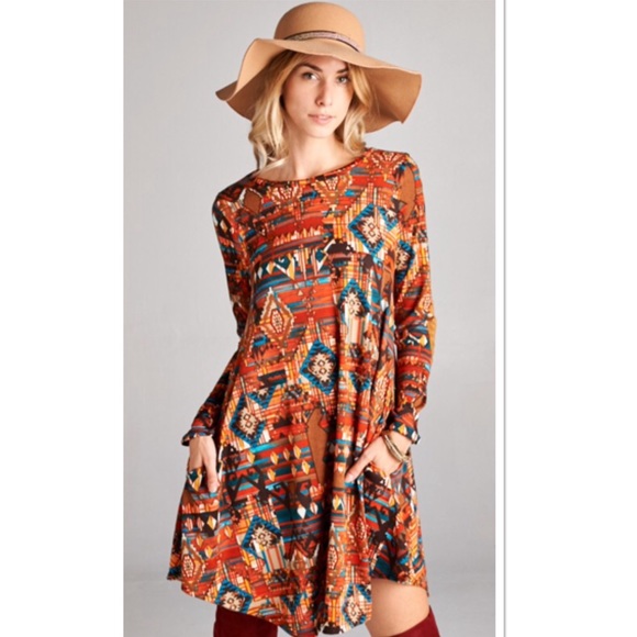 ‼️ONLY 1 LARGE LEFT‼️🎉HP🎉AZTEC SWING DRESS - Picture 2 of 4