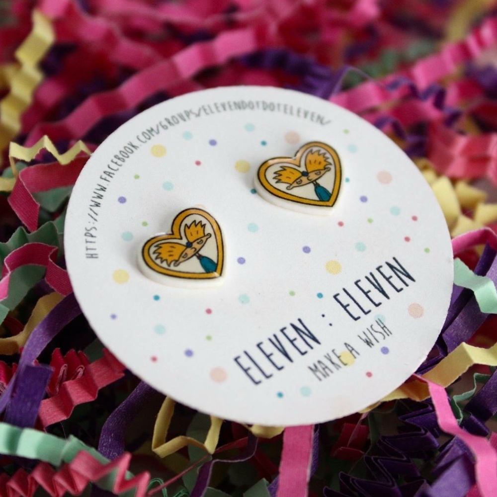 🎉 Hey Arnold Football Head Heart Locket Earrings