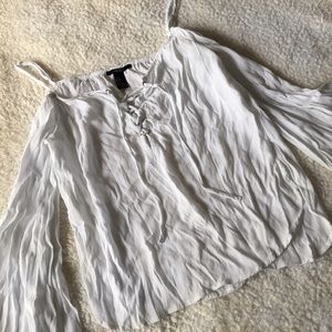 Flowy sleeve cold shoulder top