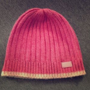 Coach pink knit beanie