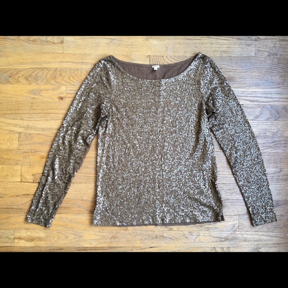 J.Crew Gold Sequin Long Sleeve Tee (size small)