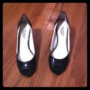 Black and white heels