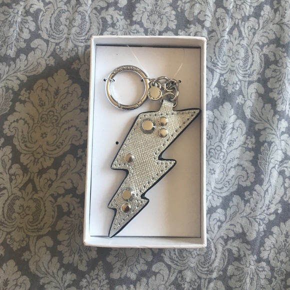 NWT! Michael Kors silver/leather keychain