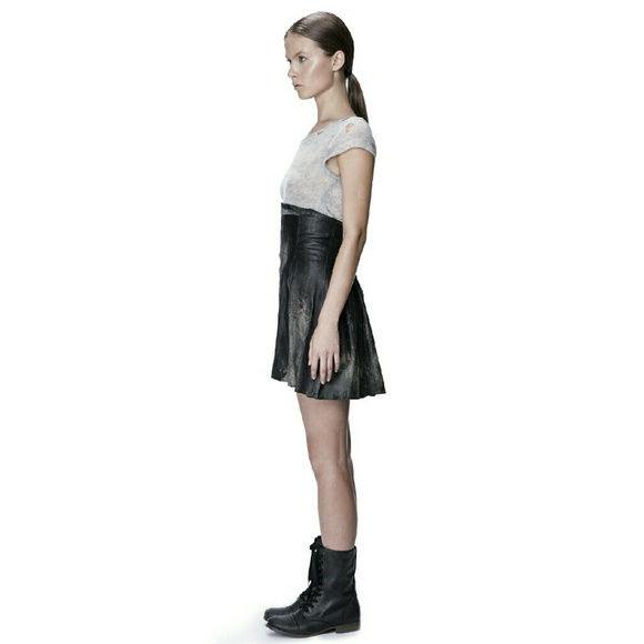 ✖ HOST PICK ✖ High Waist Acid Wash Leather Skirt - Picture 2 of 3