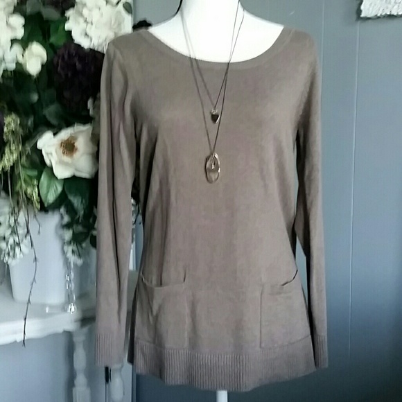 Taupe sweater with buttoned up back