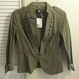 NWT H&M military cropped blazer