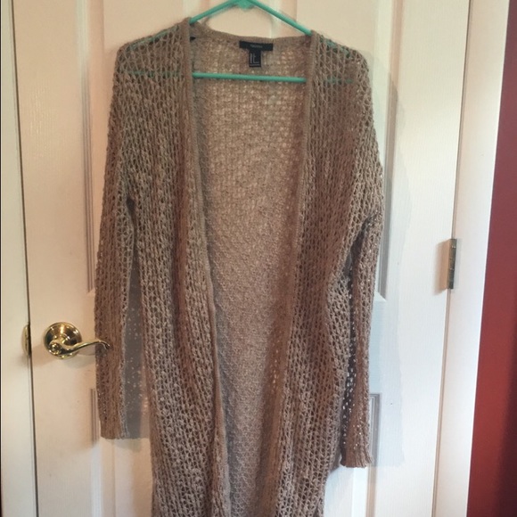 Forever 21 Long Knit Tan Sweater