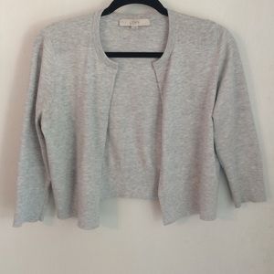 LOFT Gray Open Front Cardigan (S)