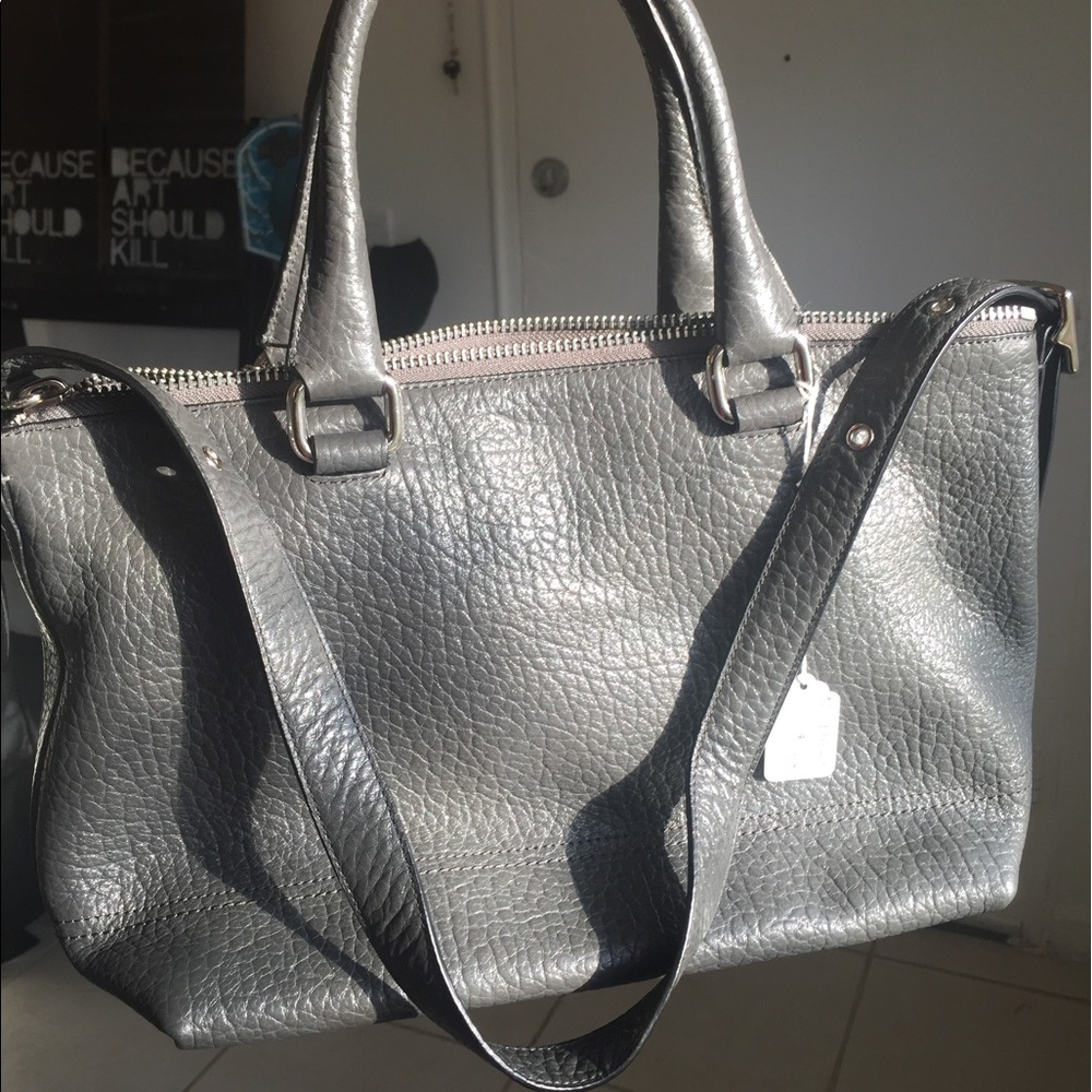 Gray Coach Bag with Adjustable Strap