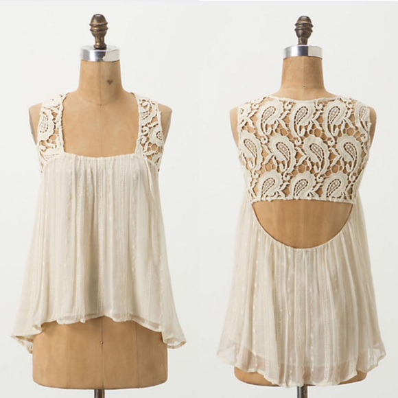 Anthropologie crocheted gauzy tank