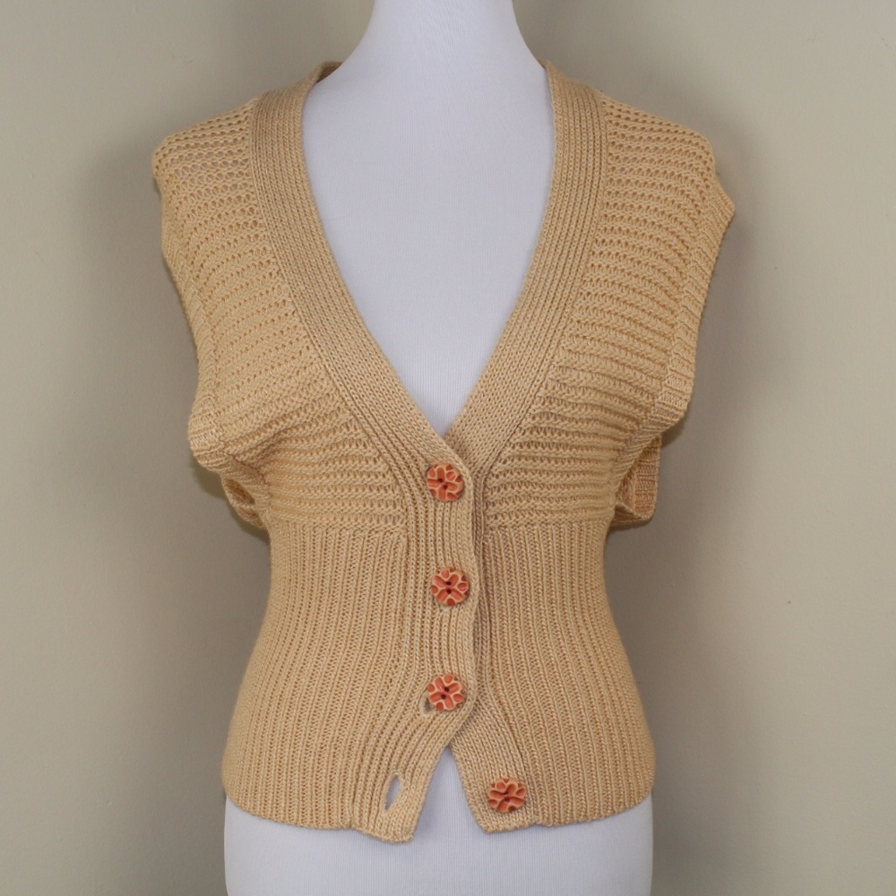 Anthropologie Moth Tan Knit Sleeveless Sweater