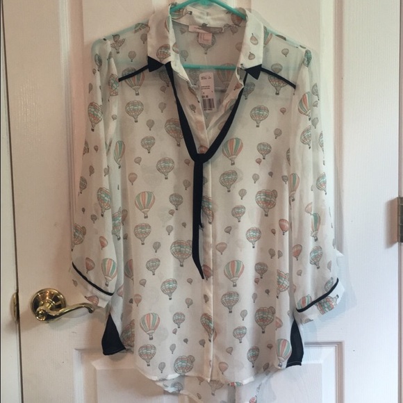 NWT Love 21 Hot Air Balloon Chiffon Blouse
