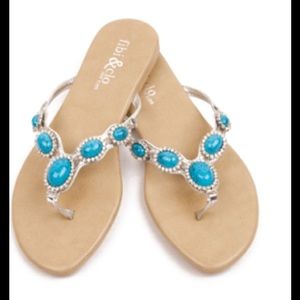 Cannes turquoise and silver sandals