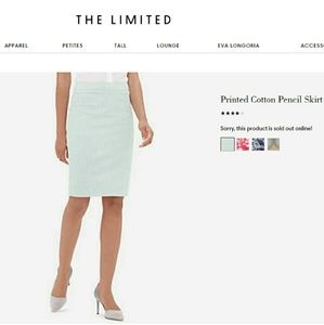 NWT The Limited Printed Cotton Pencil Skirt