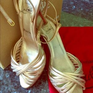Louboutin Rose Metallic "Whips Roccia" party shoes