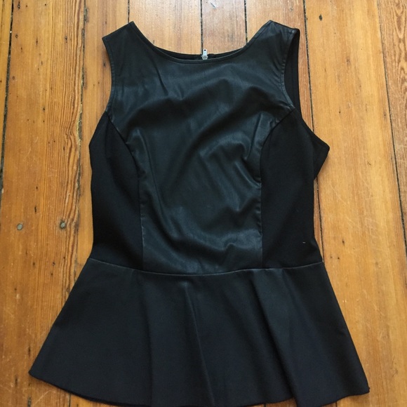 SOLD IN BUNDLE!! Bar III faux leather Peplum top