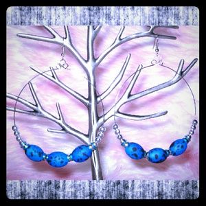 Color Splatter Speckled Beads Hoop Earrings - [A6]
