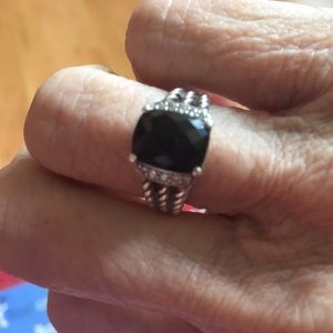 David Yurman Diamond and Black Onyx Ring