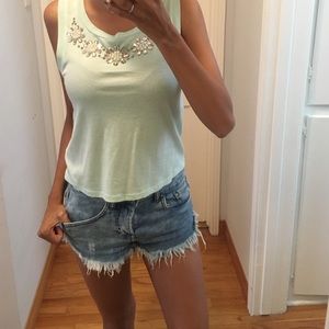 Express loose Beaded neckline tank