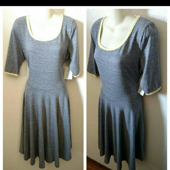 Lularoe Nicole Dress Grey w/lime Trim 2x NWT