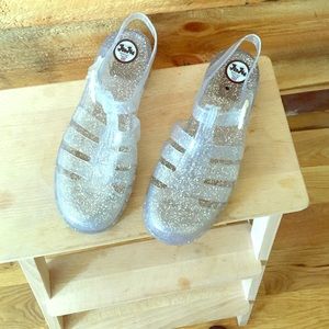 JUJU Clear, Glittery Jelly Sandals