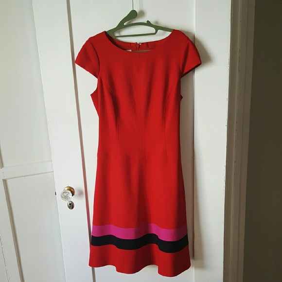 Anne Klein Red Cap Sleeve A-Line Dress