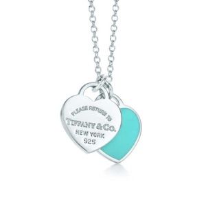 Necklace. Double heart return to Tiffany pendant