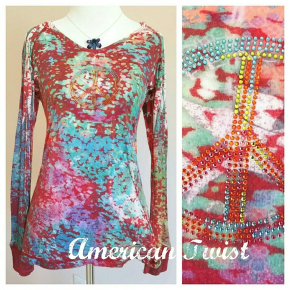 Peace on Earth Embellished Burnout Hoodie Tee