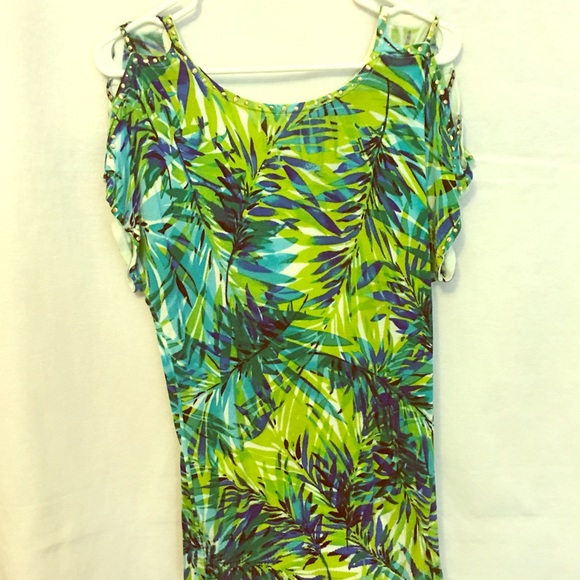 Caché Palm Leaf Print Blouse