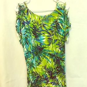 Caché Palm Leaf Print Blouse