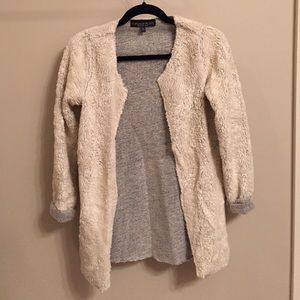 Topshop Faux Shearling Open Front Cardigan