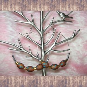 Color Splatter Speckled Beads Hoop Earrings - [E3]